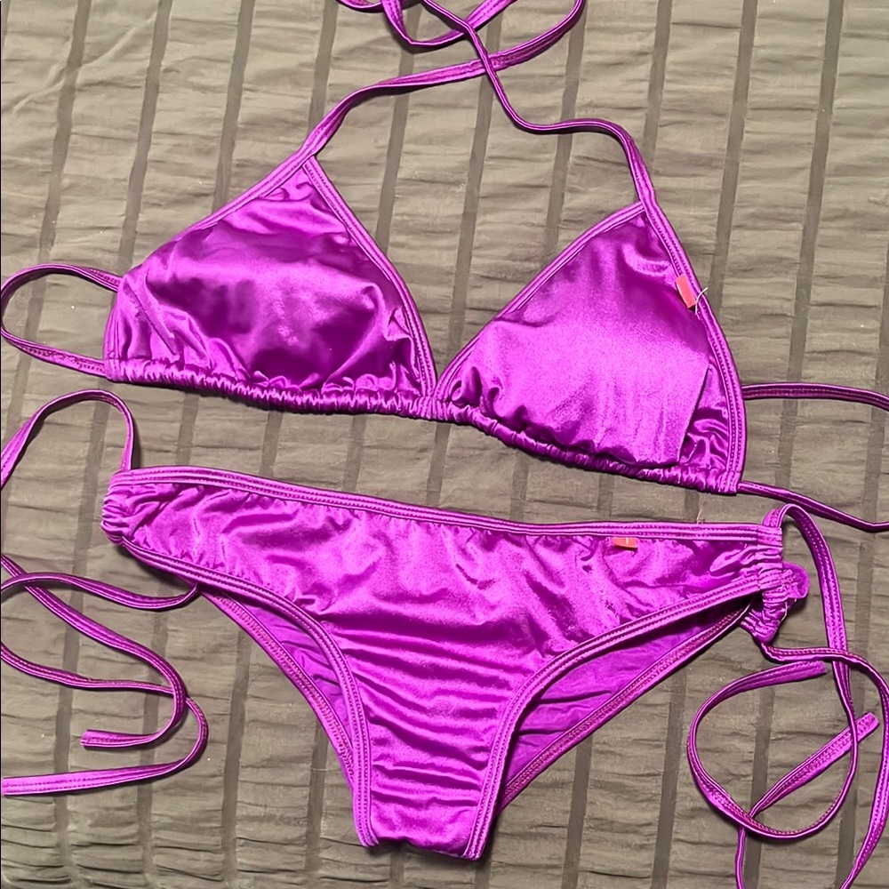 Chynna Dolls purple scrunch butt side tie bikini set with removable padding top